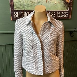 Theory Gray and White Textured Blazer